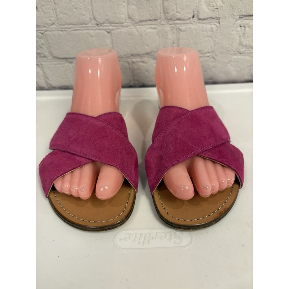 Stuart Weitzman Size 9 Criss Cross Pink Suede Leather Flat Sandals Slides $355
